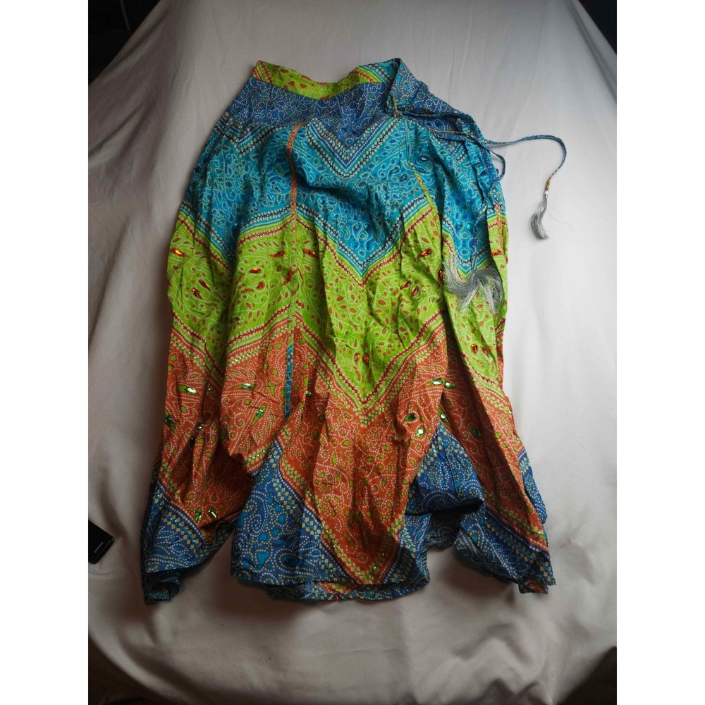 Boston Proper Womens Blue Green Orange Embellished Cotton Maxi Skirt Size 4
